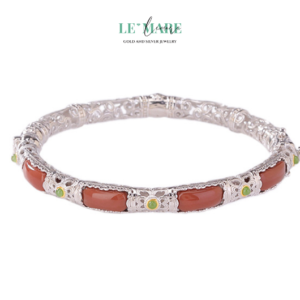 Vòng tay ngọc bích bọc bạc BNVT11 Vòng tay ngọc bích bọc bạc BNVT11 Le'mare Jewelry LMJ