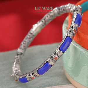 Vòng tay ngọc bích bọc bạc BNVT11 Vòng tay ngọc bích bọc bạc BNVT11 Le'mare Jewelry LMJ