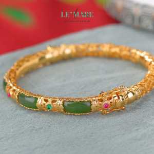 Vòng tay ngọc bích bọc bạc BNVT11 Vòng tay ngọc bích bọc bạc BNVT11 Le'mare Jewelry LMJ