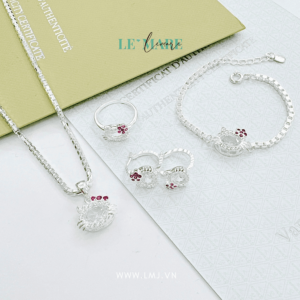 Set trang sức bạc ta Dâu đá Le'Mare Jewelry - Dây Chuyền Bạc Trẻ Em Set trang sức bạc ta Dâu đá Le'Mare Jewelry - Dây Chuyền Bạc Trẻ Em Le'mare Jewelry LMJ