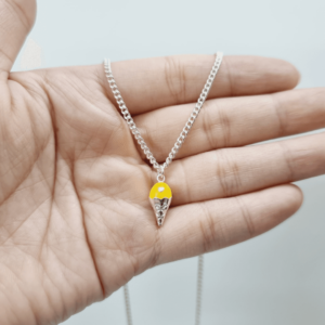 Dây chuyền dẹt bạc ta mặt kem vàng cho bé Le'Mare Jewelry - Dây Chuyền Bạc Trẻ Em