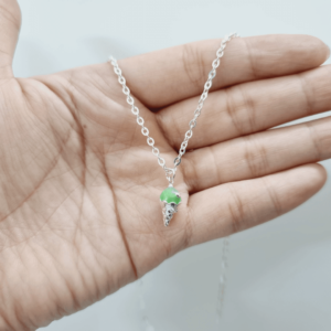 Dây chuyền O bạc ta mặt kem xanh cho bé Le'Mare Jewelry - Dây Chuyền Bạc Trẻ Em