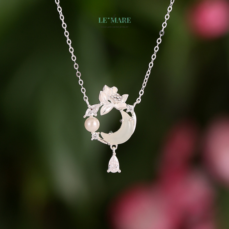 Dây Chuyền Bạc Nữ Ngọc Hòa Điền Sen Tắm Ánh Trăng – Thanh Thuần An Nhiên BNDC60 Dây Chuyền Bạc Nữ Ngọc Hòa Điền Sen Tắm Ánh Trăng – Thanh Thuần An Nhiên BNDC60 - Ảnh 5