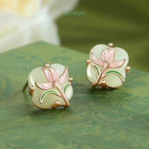 Khuyên tai ngọc bích nữ BNKT84 Khuyên tai ngọc bích nữ BNKT84 Le'mare Jewelry LMJ