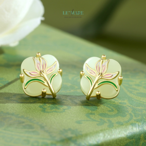 Khuyên tai ngọc bích nữ BNKT84 Khuyên tai ngọc bích nữ BNKT84 Le'mare Jewelry LMJ