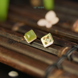 Khuyên tai ngọc bích nữ BNKT91 Khuyên tai ngọc bích nữ BNKT91 Le'mare Jewelry LMJ