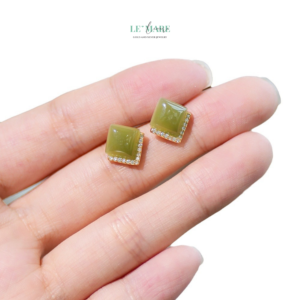 Khuyên tai ngọc bích nữ BNKT91 Khuyên tai ngọc bích nữ BNKT91 Le'mare Jewelry LMJ