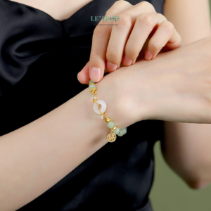 Vòng Tay Bạc Ngọc Bích Nữ Phúc Lộc BNVT37 Le'mare Jewelry LMJ