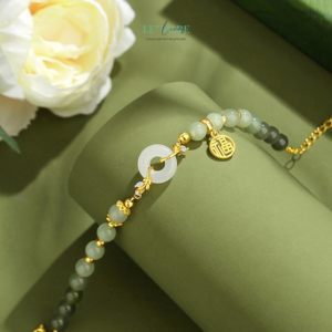 Vòng Tay Bạc Ngọc Bích Nữ Phúc Lộc BNVT37 Le'mare Jewelry LMJ