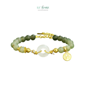 Vòng Tay Bạc Ngọc Bích Nữ Phúc Lộc BNVT37 Le'mare Jewelry LMJ