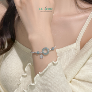Vòng tay bạc ngọc bích Ngọc Trúc Tâm BNVT61 Vòng tay bạc ngọc bích Ngọc Trúc Tâm BNVT61 Le'mare Jewelry LMJ