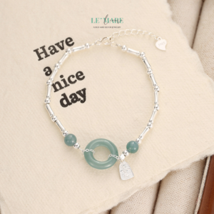 Vòng tay bạc ngọc bích Ngọc Trúc Tâm BNVT61 Vòng tay bạc ngọc bích Ngọc Trúc Tâm BNVT61 Le'mare Jewelry LMJ