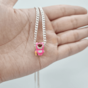 Dây chuyền dẹp bạc ta mặt gấu dâu dễ thương cho bé gái Le'Mare Jewelry - Dây Chuyền Bạc Trẻ Em