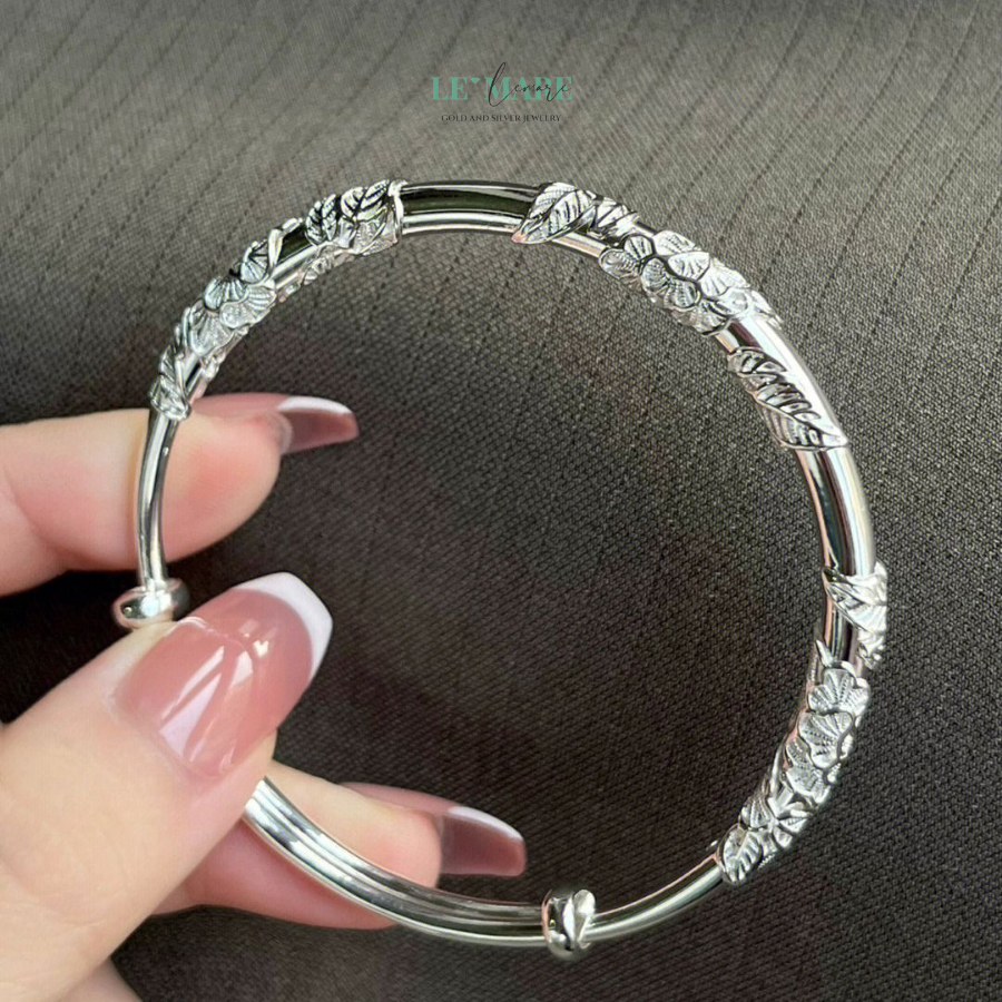 Vòng Tay Bạc Nữ Lá Mùa Xuân BNVT30 Vòng Tay Bạc Nữ Lá Mùa Xuân BNVT30 - Ảnh 2