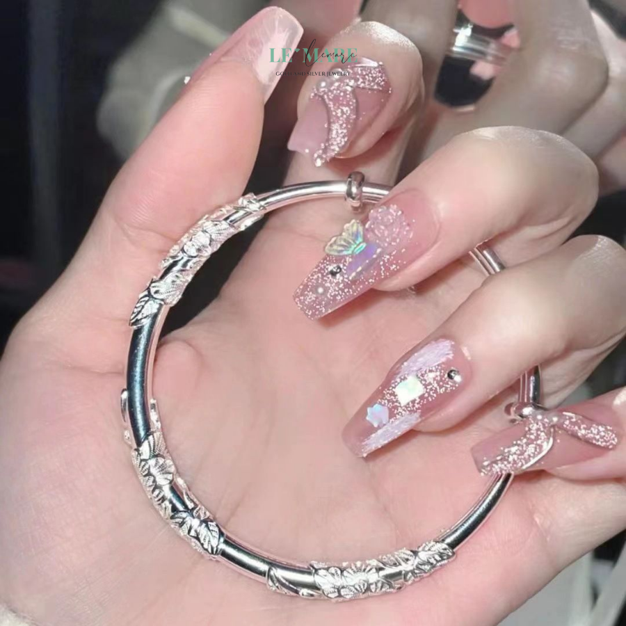 Vòng Tay Bạc Nữ Lá Mùa Xuân BNVT30 Vòng Tay Bạc Nữ Lá Mùa Xuân BNVT30 - Ảnh 4