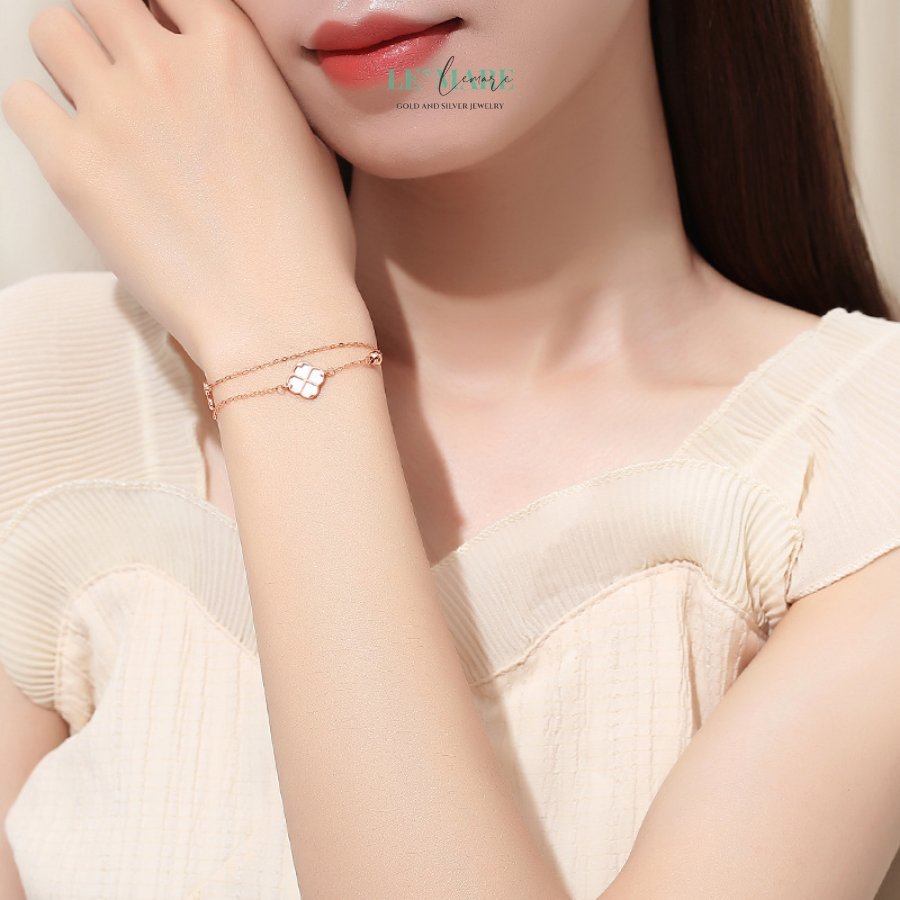 Vòng tay bạc nữ Lucky Clover BNVT35 Vòng tay bạc nữ Lucky Clover BNVT35 - Ảnh 2