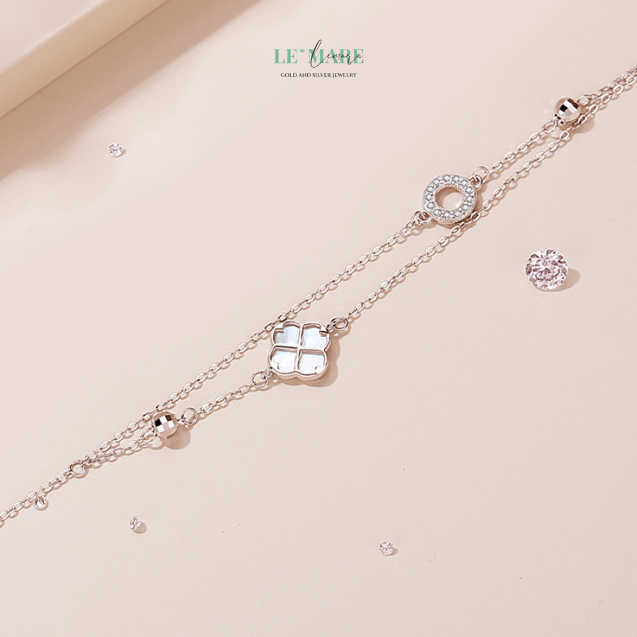 Vòng tay bạc nữ Lucky Clover BNVT35 Vòng tay bạc nữ Lucky Clover BNVT35 - Ảnh 5