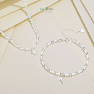Vòng tay bạc ngọc bích Trúc Lâm Diệp BNVT62 Vòng tay bạc ngọc bích Trúc Lâm Diệp BNVT62 Le'mare Jewelry LMJ