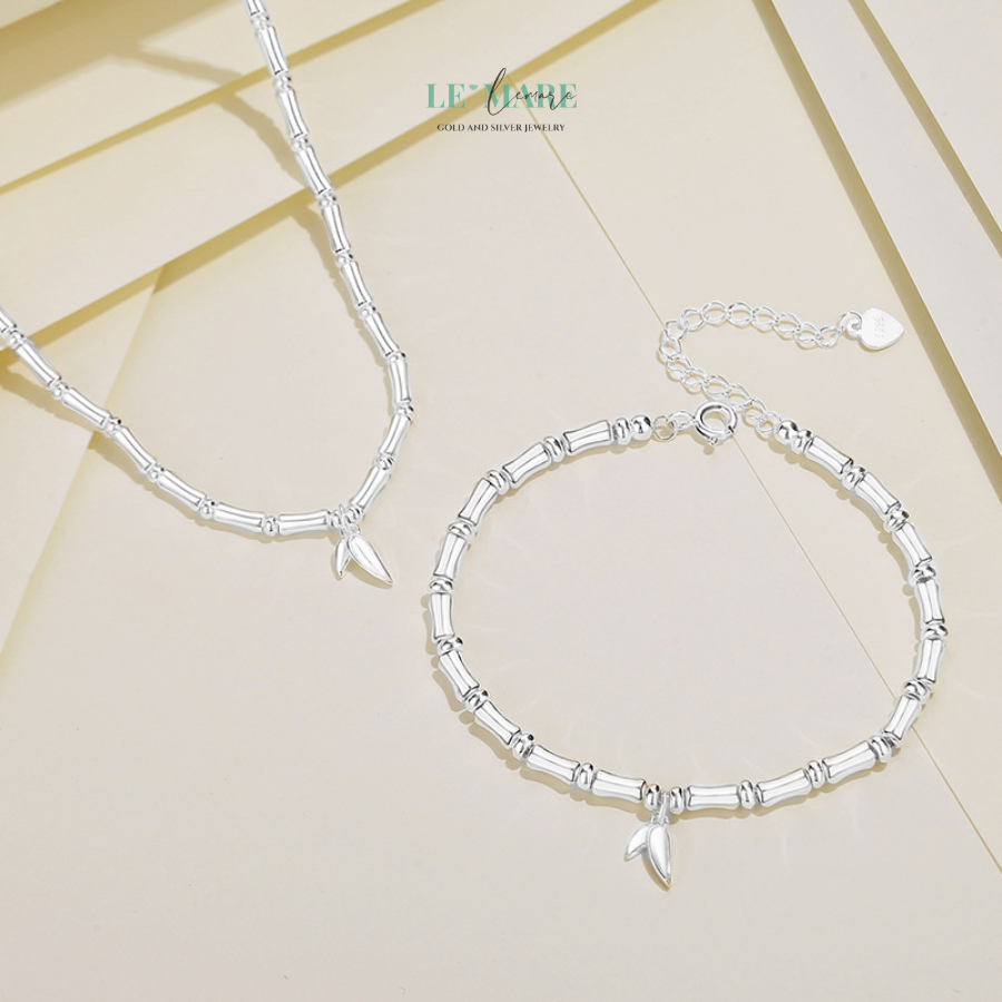 Vòng tay bạc ngọc bích Trúc Lâm Diệp BNVT62 Vòng tay bạc ngọc bích Trúc Lâm Diệp BNVT62 - Ảnh 2