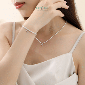 Vòng tay bạc ngọc bích Trúc Lâm Diệp BNVT62 Vòng tay bạc ngọc bích Trúc Lâm Diệp BNVT62 Le'mare Jewelry LMJ