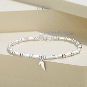 Vòng tay bạc ngọc bích Trúc Lâm Diệp BNVT62 Vòng tay bạc ngọc bích Trúc Lâm Diệp BNVT62 Le'mare Jewelry LMJ