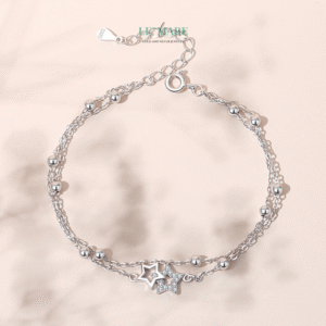 Lắc tay bạc nữ Song Tinh BNVT65 Lắc tay bạc nữ Song Tinh BNVT65 Le'mare Jewelry LMJ