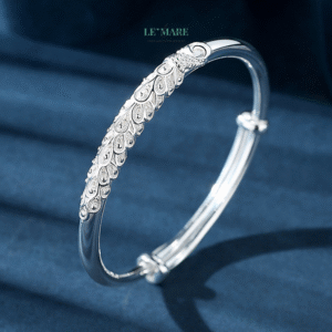 Vòng tay bạc nữ Bạch Vân Tâm Nguyệt BNVT83 Vòng tay bạc nữ Bạch Vân Tâm Nguyệt BNVT83 Le'mare Jewelry LMJ