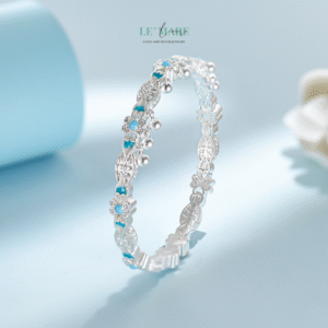Thanh Vi – Vòng Tay Bạc Nữ Mang Hơi Thở Hoa Lam Nhẹ Nhàng và Thanh Khiết BNVT103 Thanh Vi – Vòng Tay Bạc Nữ Mang Hơi Thở Hoa Lam Nhẹ Nhàng và Thanh Khiết BNVT103 Le'mare Jewelry LMJ
