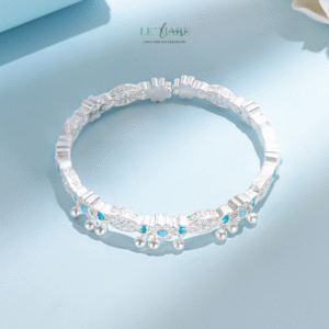 Thanh Vi – Vòng Tay Bạc Nữ Mang Hơi Thở Hoa Lam Nhẹ Nhàng và Thanh Khiết BNVT103 Thanh Vi – Vòng Tay Bạc Nữ Mang Hơi Thở Hoa Lam Nhẹ Nhàng và Thanh Khiết BNVT103 Le'mare Jewelry LMJ