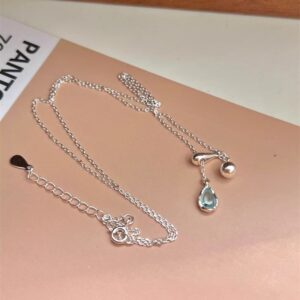 Dây chuyền bạc S925 hình giọt nước màu xanh lam dành cho nữ Dây chuyền bạc S925 hình giọt nước màu xanh lam dành cho nữ Le'mare Jewelry LMJ
