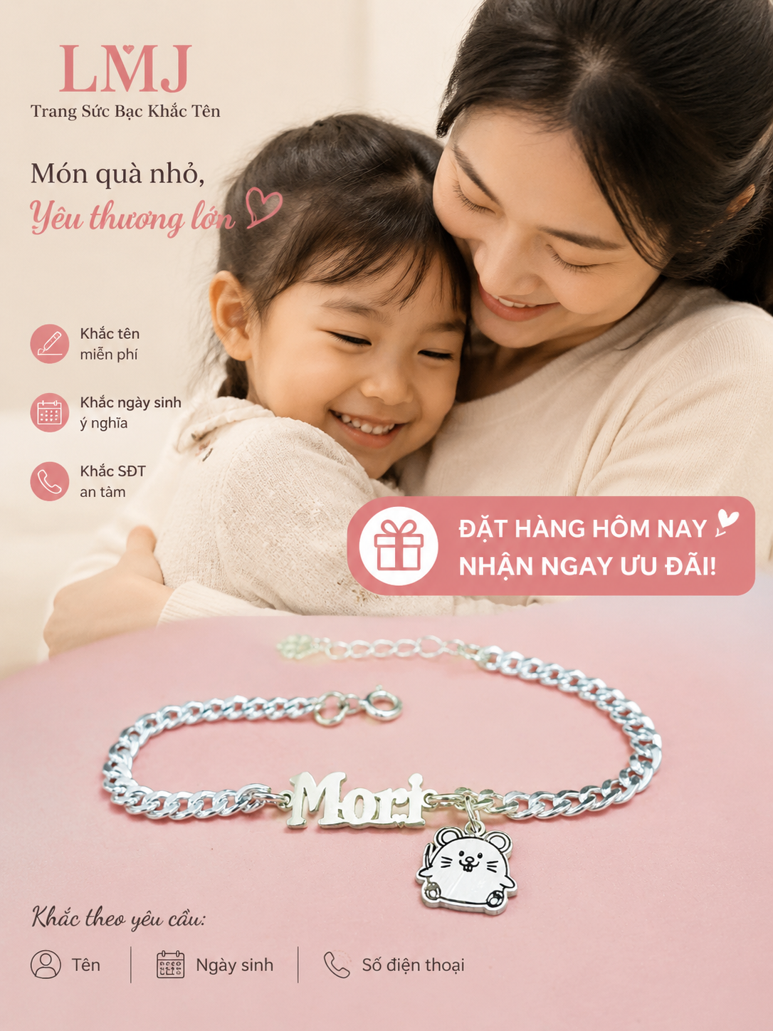 Vòng Tay Bạc Khắc Tên Theo Yêu Cầu - Miễn Phí Thiết Kế Trang sức bạc - Hình ảnh 4