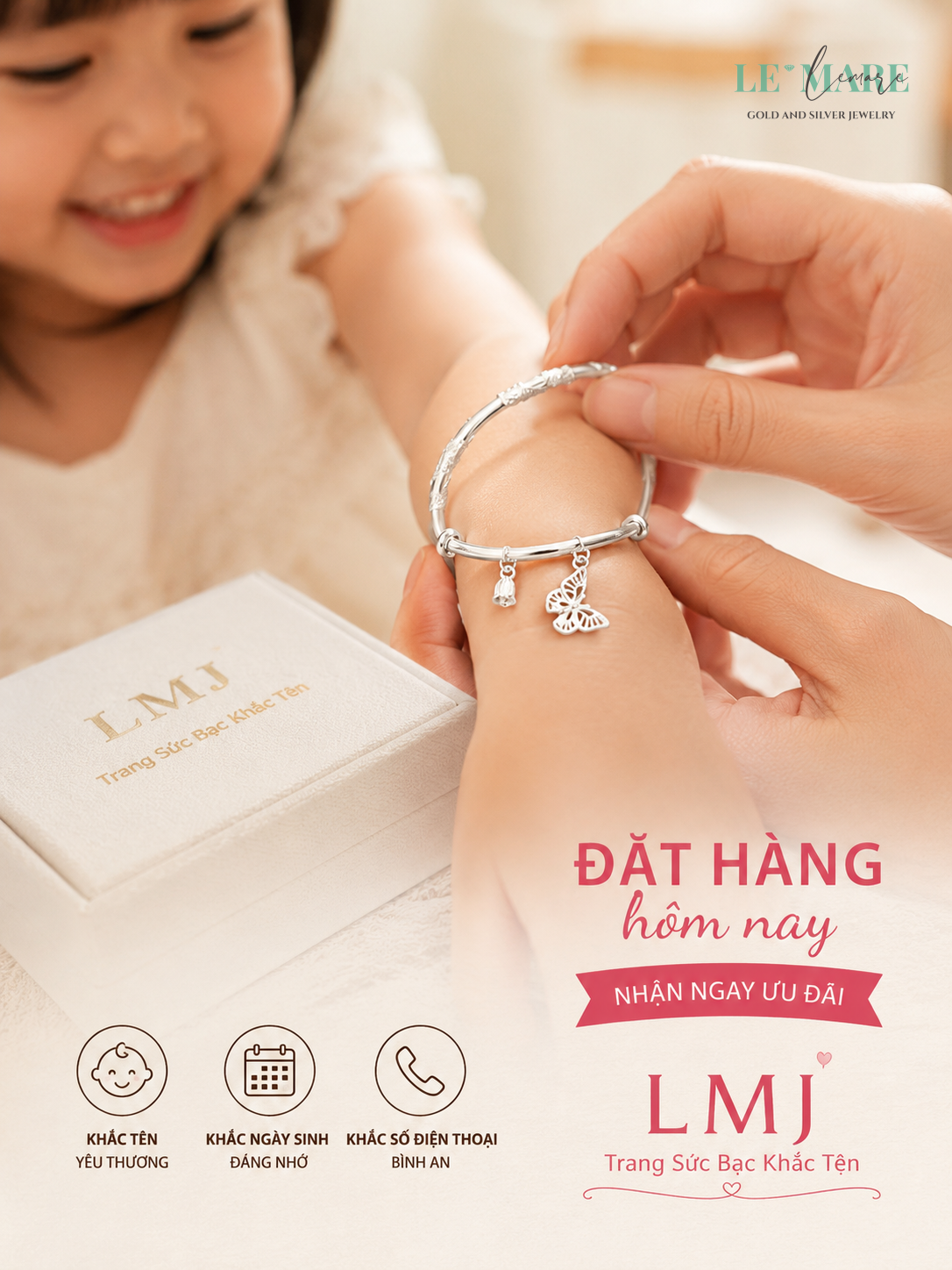 Vòng Bạc Khắc Tên Bé Sơ Sinh - Top 5 Mẫu Đẹp 2024 Trang sức bạc - Hình ảnh 2