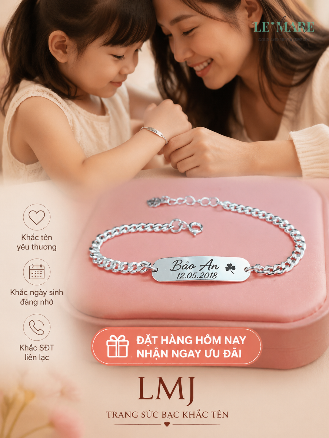 Vòng Bạc Khắc Tên Bé Sơ Sinh - Top 5 Mẫu Đẹp 2024 Trang sức bạc - Hình ảnh 4