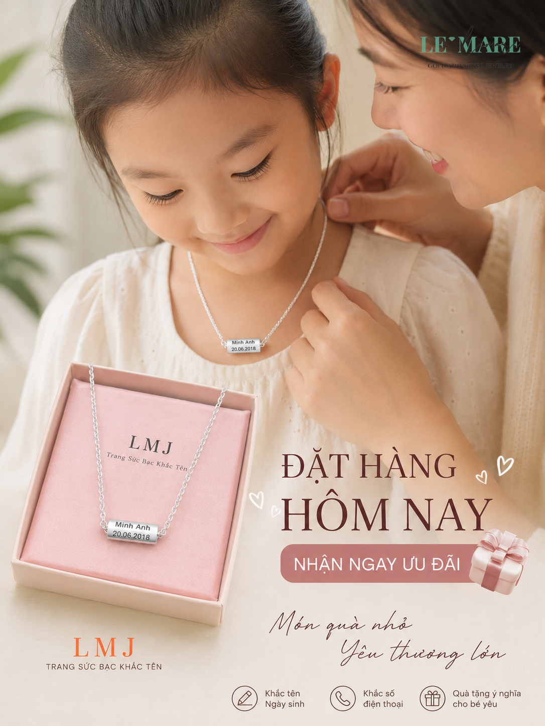 Bộ quà thôi nôi bạc khắc tên em bé - Top 10 mẫu 2024 Trang sức bạc - Hình ảnh 4