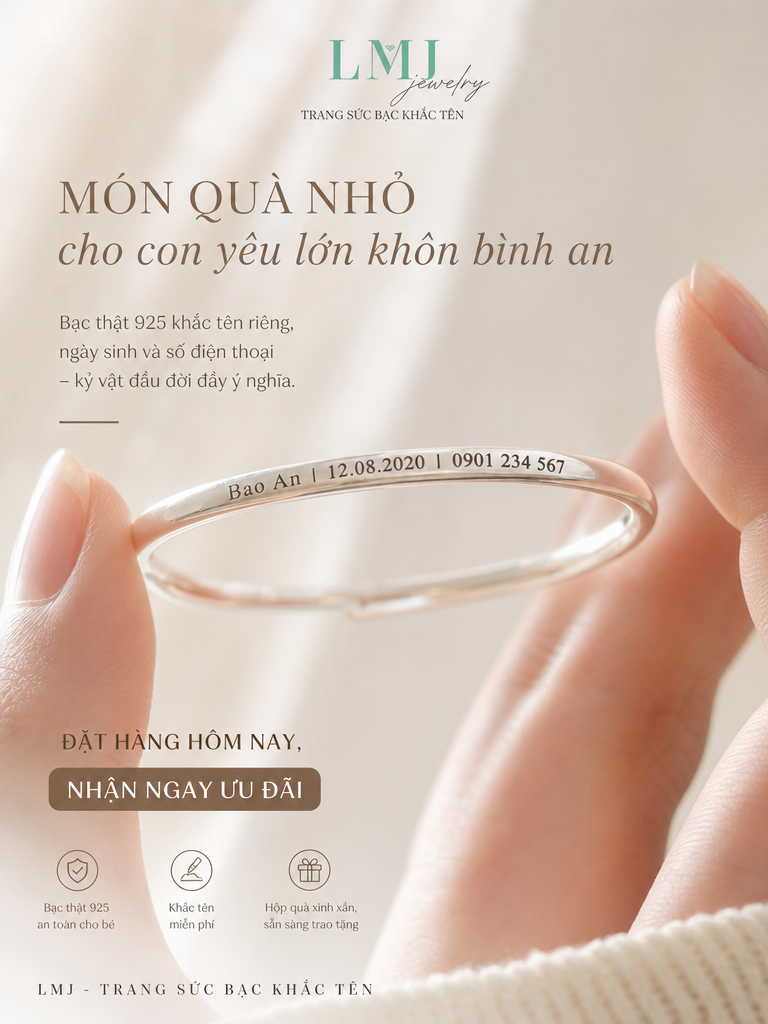 Nhẫn Bạc Khắc Tên Cho Bé Đẹp Tinh Xảo Giá Tốt 2024 Nhẫn bạc khắc tên Lemare