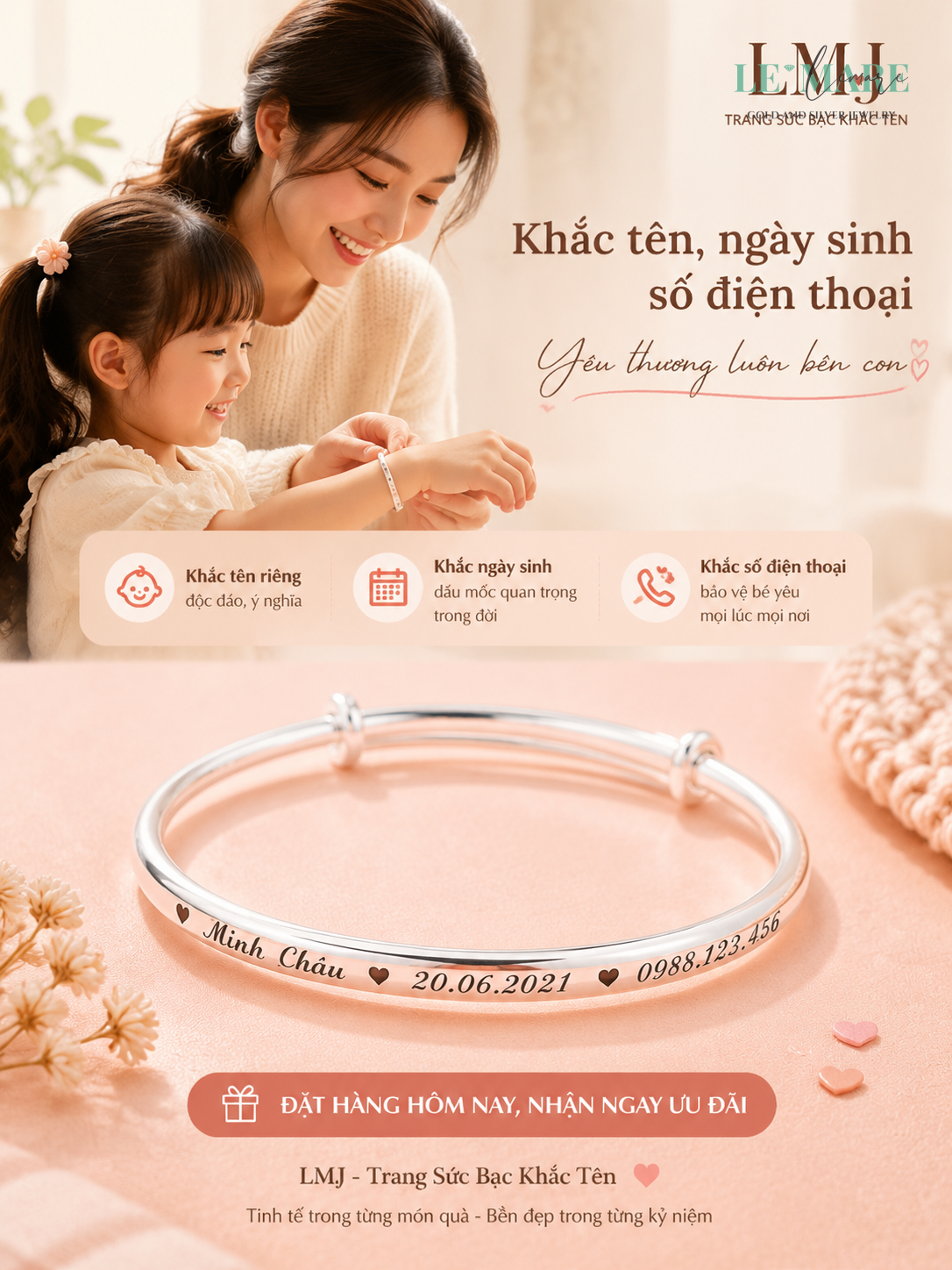 Lắc Tay Bạc S999 Khắc Tên - Top 5 Mẫu Đẹp 2024 Trang sức bạc - Hình ảnh 2