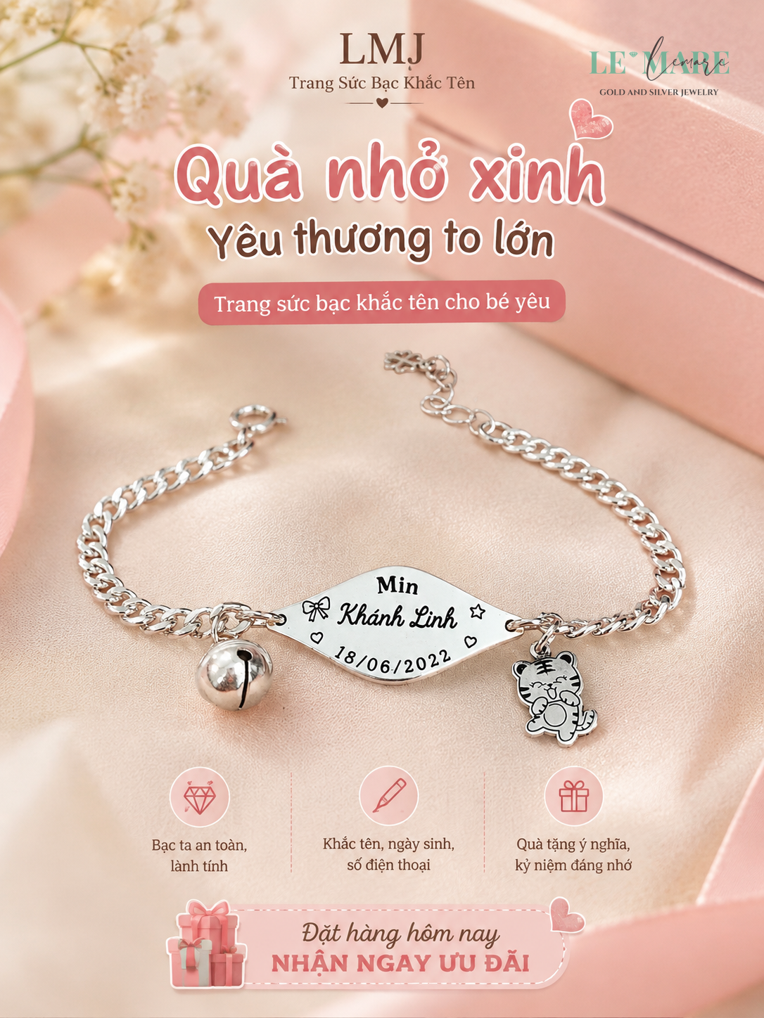 Lắc Tay Bạc Khắc Tên Bé Trai - Top 5 Thiết Kế 2026 lắc tay bạc khắc tên bé trai - hinh 1
