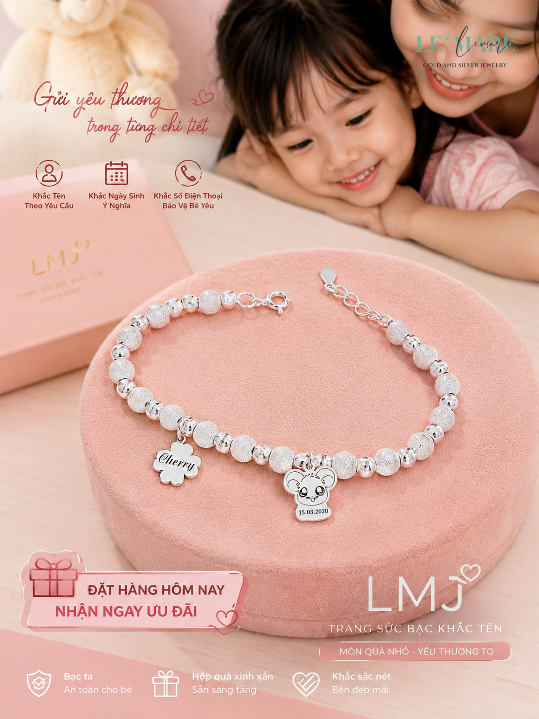 Lắc Tay Bạc Khắc Tên Bé Trai - Top 5 Thiết Kế 2026 lắc tay bạc khắc tên bé trai - hinh 2
