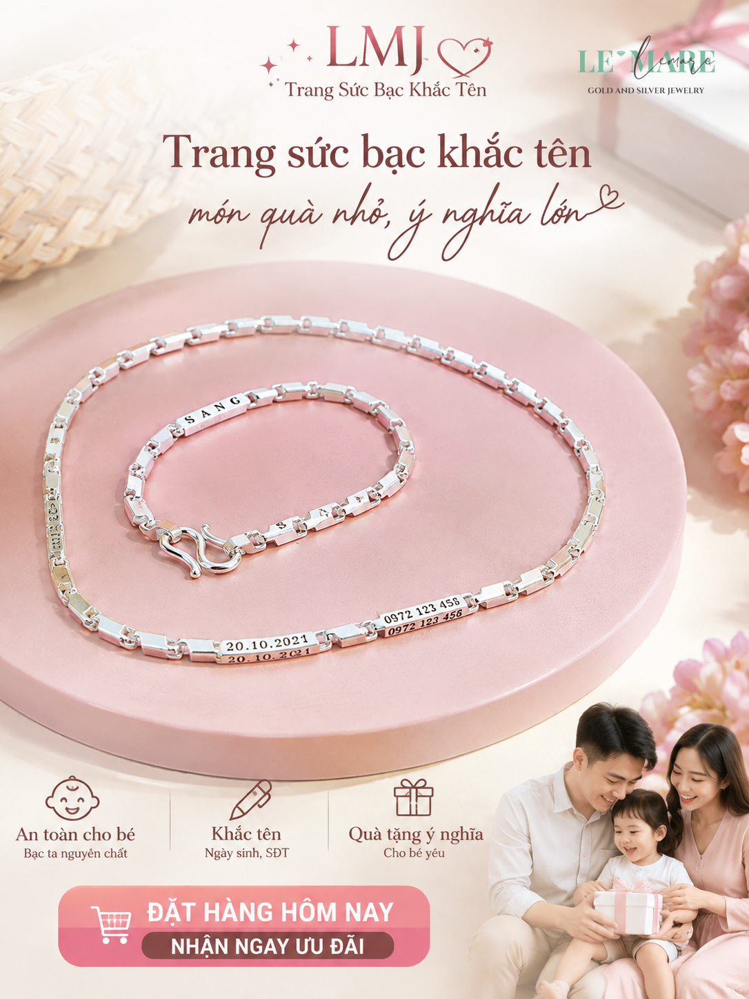 Quà Thôi Nôi Bạc Khắc Tên - Top 5 Mẫu Đẹp 2024 Trang sức bạc - Hình ảnh 4