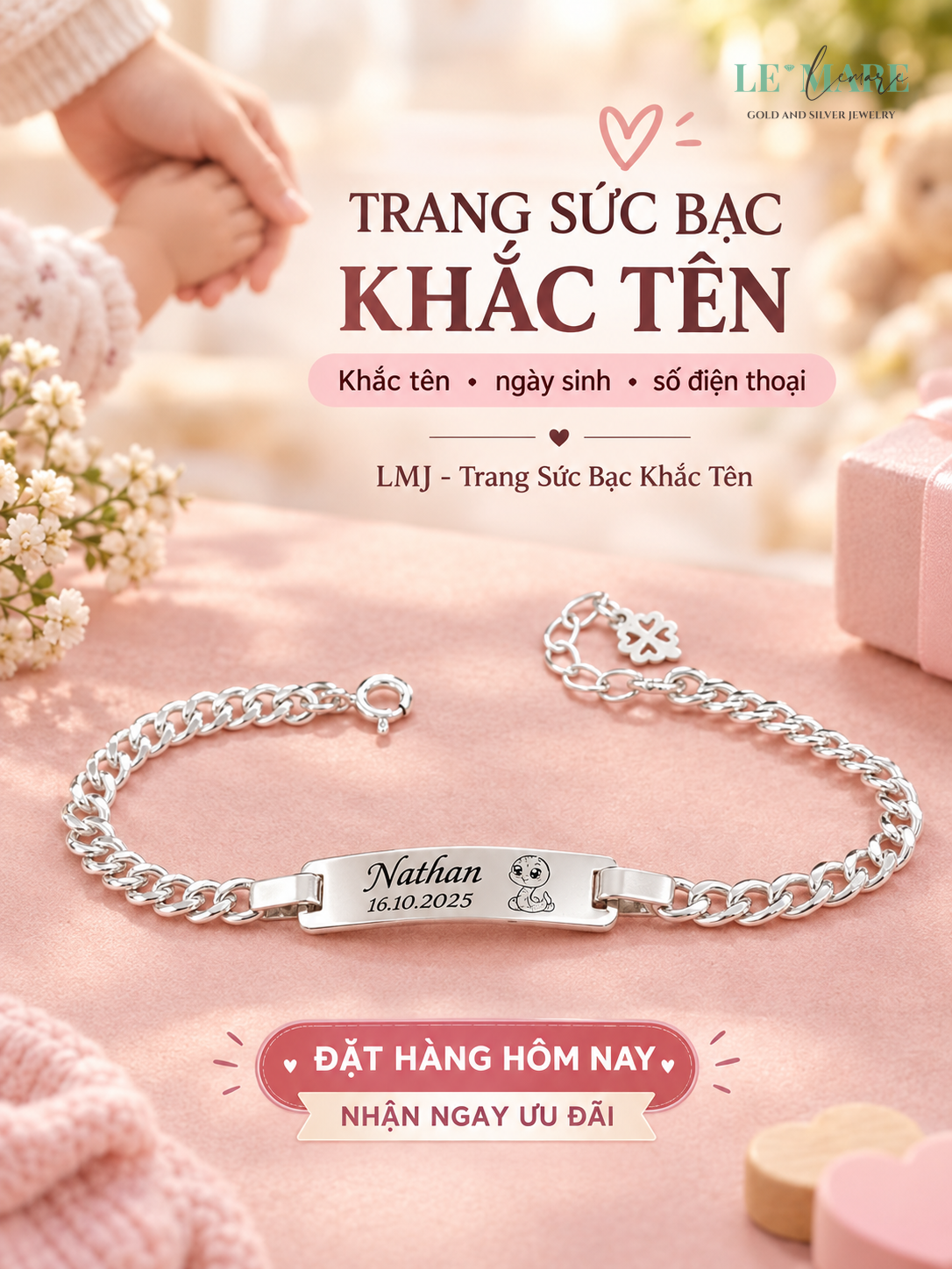 Vòng Bạc Bé Gái Theo Độ Tuổi: 5 Size Chuẩn 2026 Cách đo chu vi cổ tay bé gái chính xác tại nhà - vòng bạc bé gái theo độ tuổi